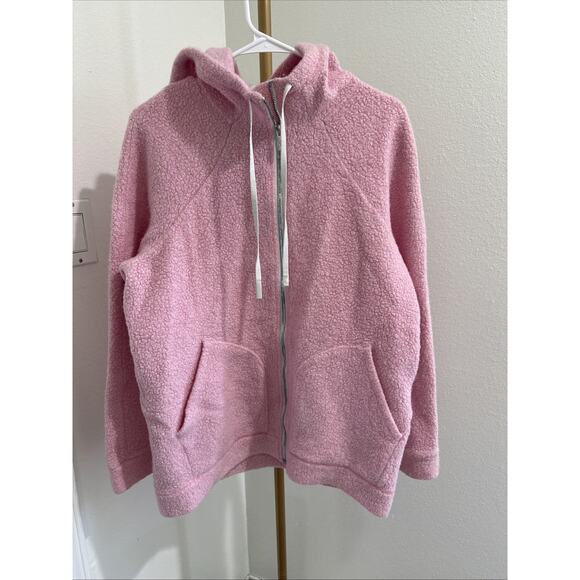 Lululemon size 10 pink wool hoodie jacket Silver Zipper Soft Comfy - Picture 1 of 7